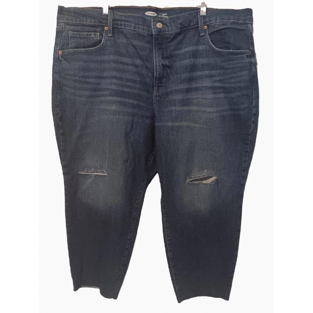 Old Navy Women's High Rise O.G Straight Secret Pocket Distressed Jeans, 24 NEW